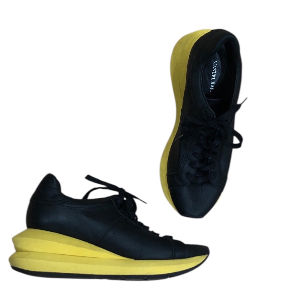 Manuel Barceló Wedge Sneakers Size EU 37 US 6.5 Black Yellow